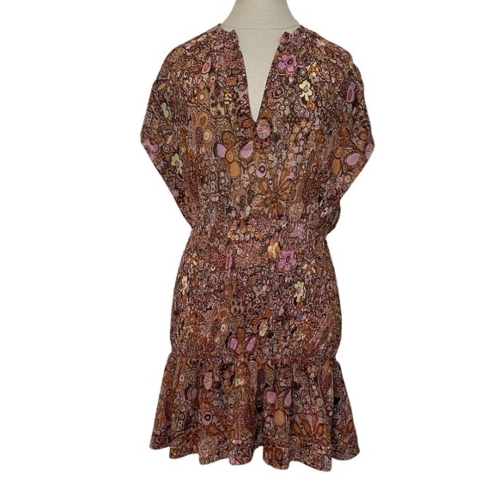 A.L.C. Carly Smocked Silk Mini Dress Size 0 XS‎ Floral Boho Summer